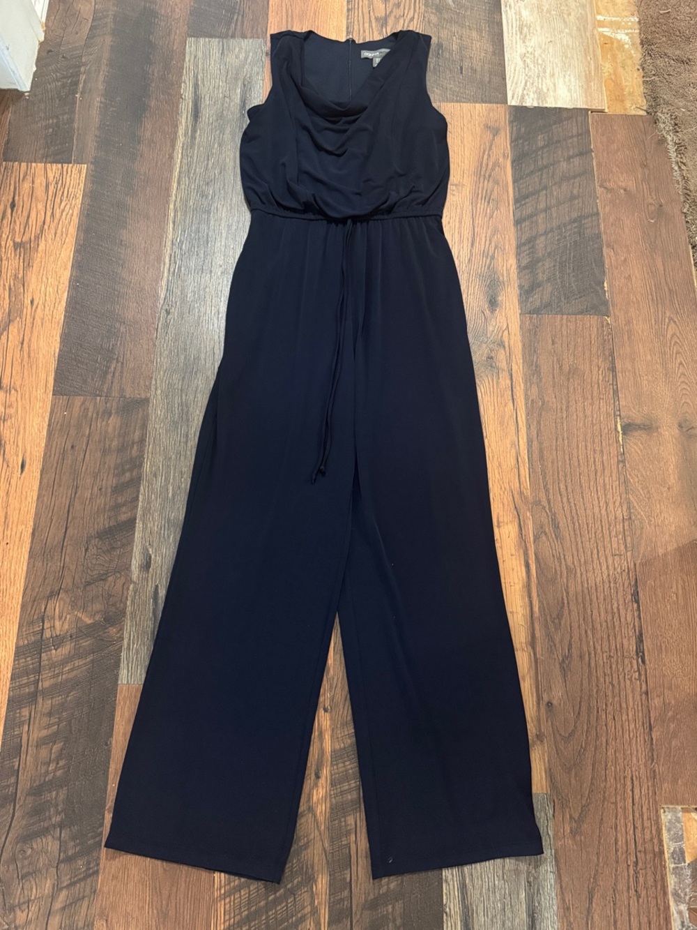 Donna Ricco Black Sleeveless Jumpsuit with Drawstring Waist